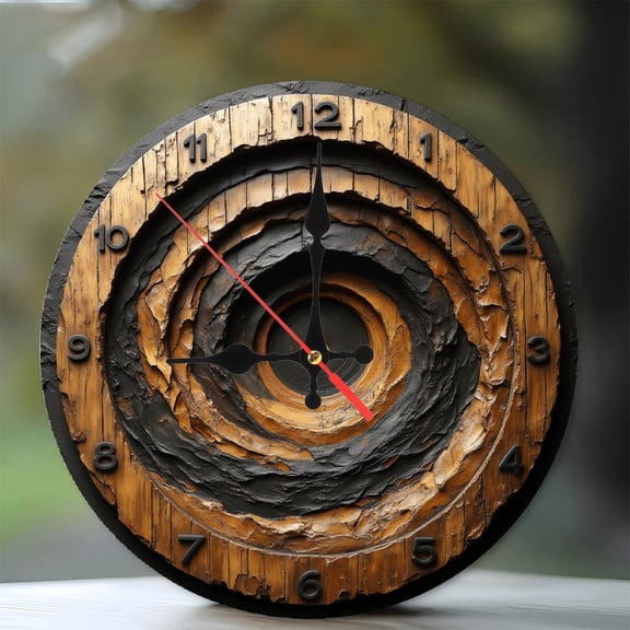 Rustic Wall Clock 10-Inch Silent Wooden Wall Clock, Battery Operated (AA Batteries Not Included), Artistic Home Decor