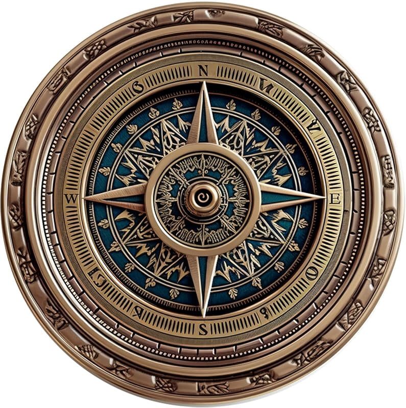 Round Compass Sign Rustic Wall Decor Wall Plaque Sign Vintage Round Metal Tin Sign Compass ...
