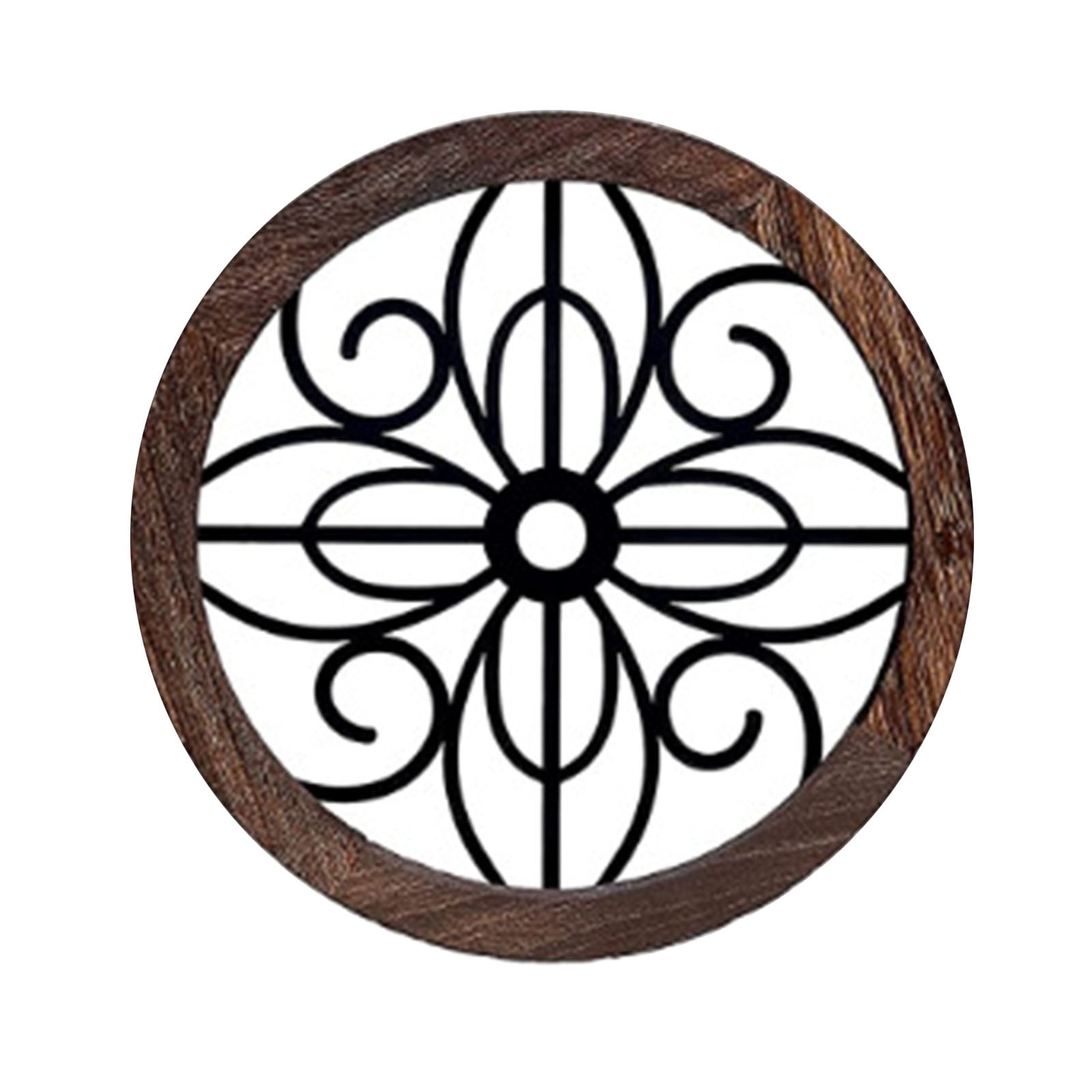 Rustic Wall Hanging Decor Round Wall Art Geometric Scrolled Metal with