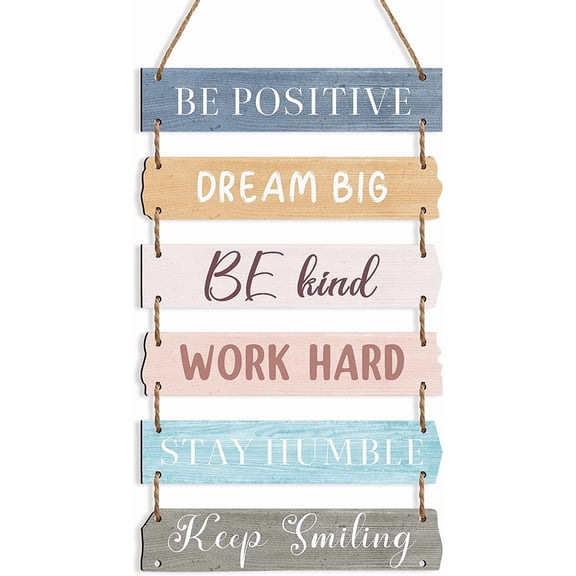 Rustic Wall Hanging Plaque Sign Inspirational Wall Art Farmhouse Wooden Door Signs Positive Plaque with Quotes Motivational Quote Decor for Office Bedroom Living Room