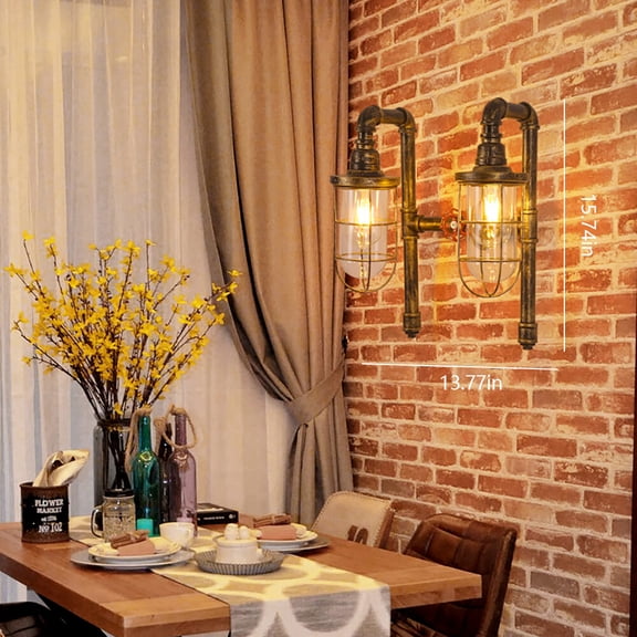 Rustic Wall Light Loft Bar Home Industrial Water Pipe Wall Lamp Steam Punk Wall Mount Light Fixture for Bedroom Living Room