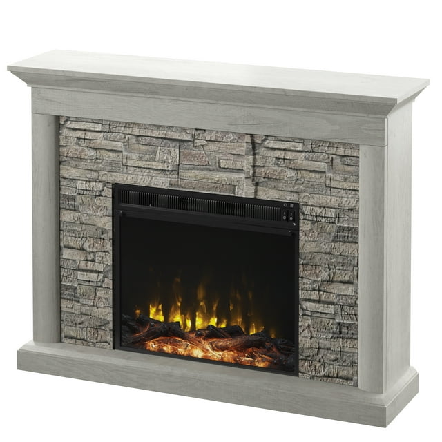 Rustic Wall Mantel Electric Fireplace with Stacked Stone Look - Walmart.com