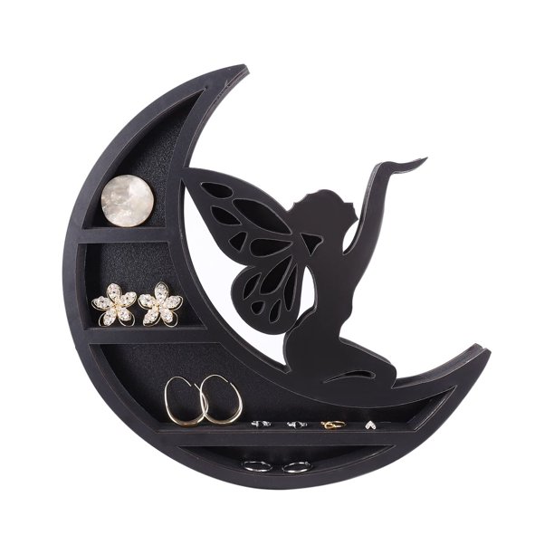 Rustic Wall Mounted Crystal Display Moon Shelf, Moon Phase Hippie