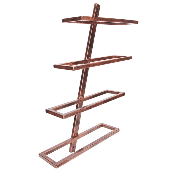 Rustic Wall Mounted Wine Rack Bronze Finish Hanging Metal Bottle Holder Shelf Decorative Display Storage Organizer for Kitchen Dining Room Cellar Holds 4 Bottles / 21.6 x 11.4 x 3.9 in