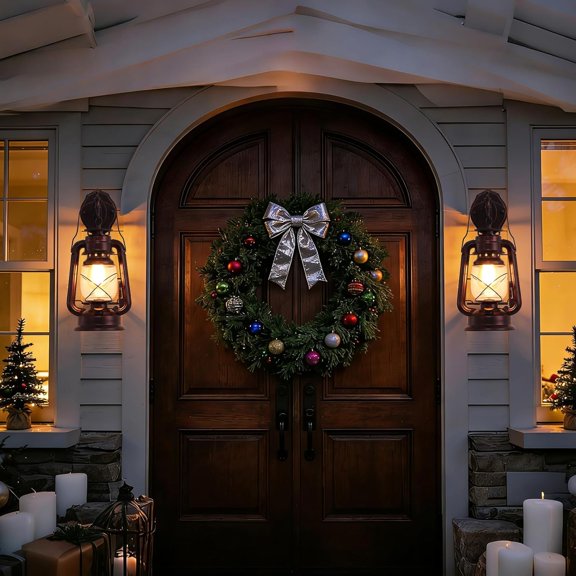 Rustic Wall Sconce Lantern Light, Vintage Wall Light Fixture with E26 Base, Glass Shade, Waterproof for Porch Garage Room