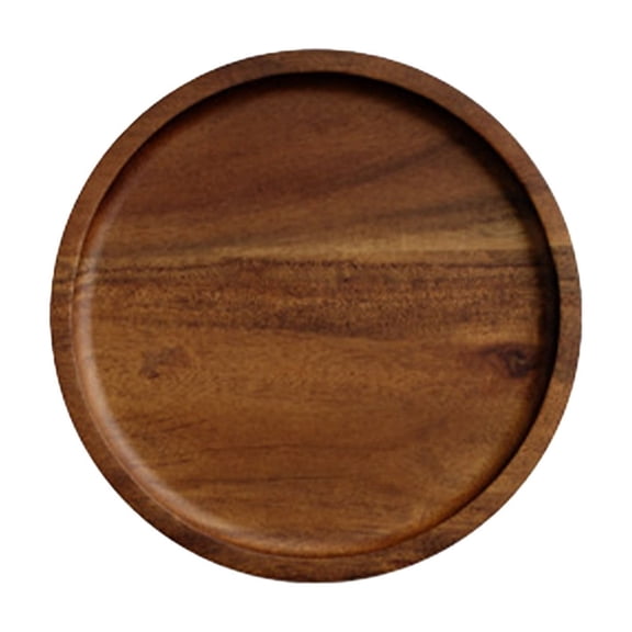 Rustic Walnut Wooden Tray,Solid Wood Serving Tray,Round Platter Tea Tray,for Tea Coffee Table Snack Food Meals Serving Plate Kitchen Party Bar Breakfast Server with Raised Edges(16x2cm)