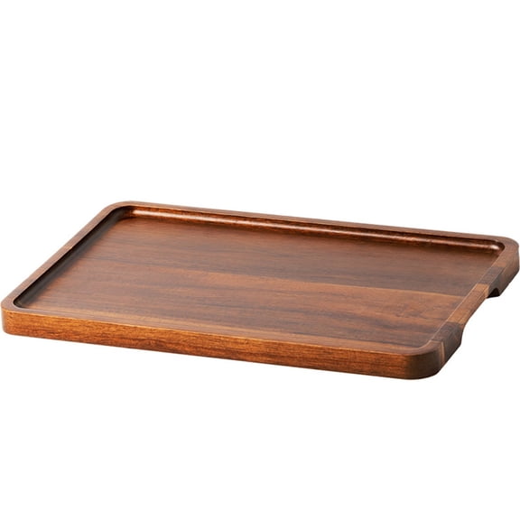 Rustic Walnut Wooden Tray Solid Wood Serving Tray Square Rectangle Platter Tea Tray Coffee Table Tray (Rectangle Large (13.4x9 inch))