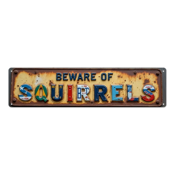 Recycle Lettering Rustic Warning Sign 16*4 in License Plate Art Animal Warning tin signs ...