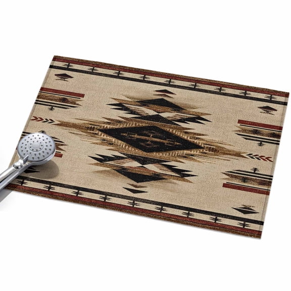 Rustic Washable Area Rug 2 x 3 ft Native American Aztec Bohemian Southwestern, Soft Non Slip Rugs Stain Repellent Indoor Felt Carpet for Living Dining Room Bedroom Home Office