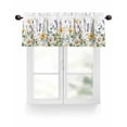 thumbnail image 1 of Rustic Watercolor Floral Kitchen Valances for Windows Yellow White Daisy Green Leaf Valance Curtains&nbsp; for Kitchen /Living Room/Bedroom/ Bathroom Decor, 54"x18 " ,Rod Pocket 1 Panel, White, 1 of 7