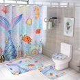 thumbnail image 1 of Rustic Watercolor Mermaid for Bathroom Shower Curtains Sets with Rugs 4Pcs,Vintage Nautical Underwater Wildlife Fish Coral Starfish Shower Curtains Sets (12Hooks), 1 of 8