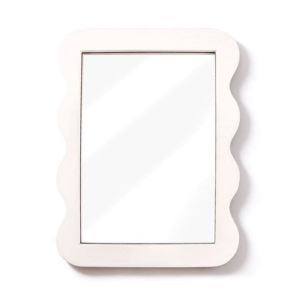 Rustic Wave Edge Wooden Wall Mirror Farmhouse 16x12in Mirror for Bedroom Entryway