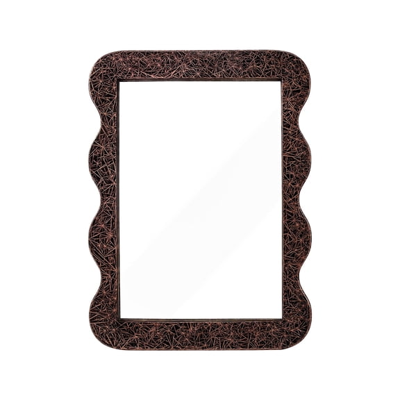 Rustic Wave Edge Wooden Wall Mirror Farmhouse 16x12in Mirror for Bedroom Entryway