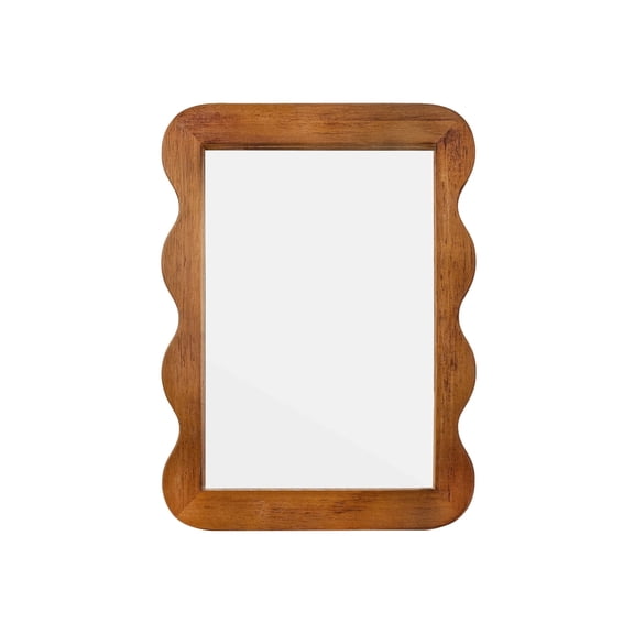 Rustic Wave Edge Wooden Wall Mirror Farmhouse 16x12in Mirror for Bedroom Entryway