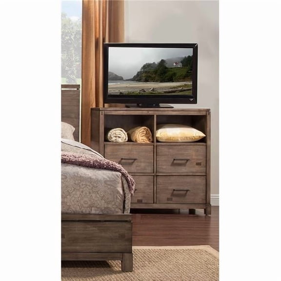 Rustic Weathered Gray TV Console Cabinet