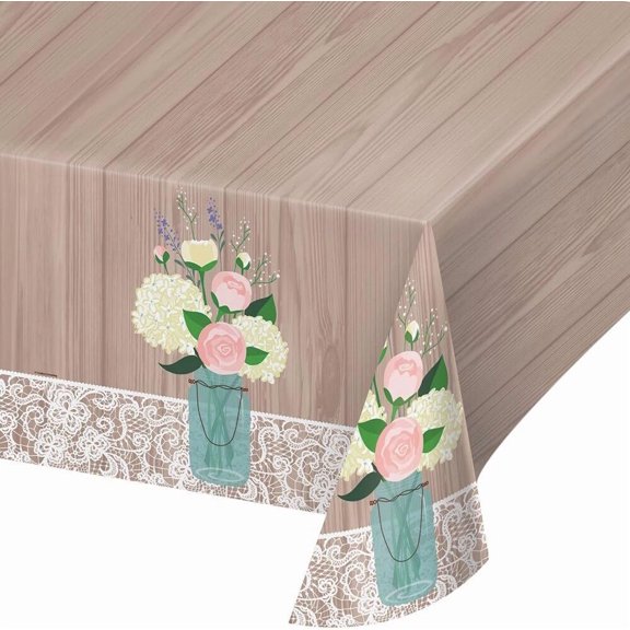 Rustic Wedding Bridal Shower Anniversary Party Decoration Plastic Tablecover