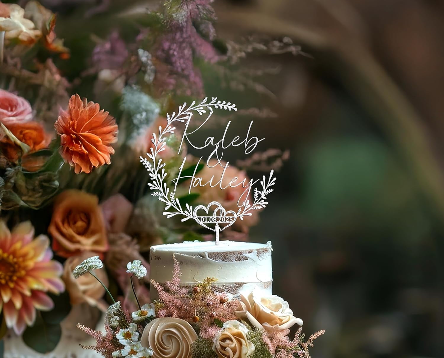 Rustic Wedding Cake Topper/Custom Script Cake Toppers for Wedding ...