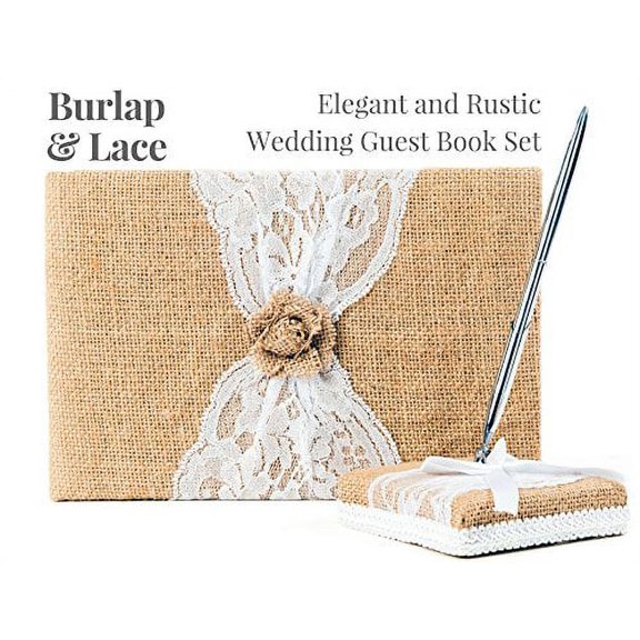 Betterline Rustic Wedding Guest Book: Burlap and Lace, Book 1 (Gift Box)