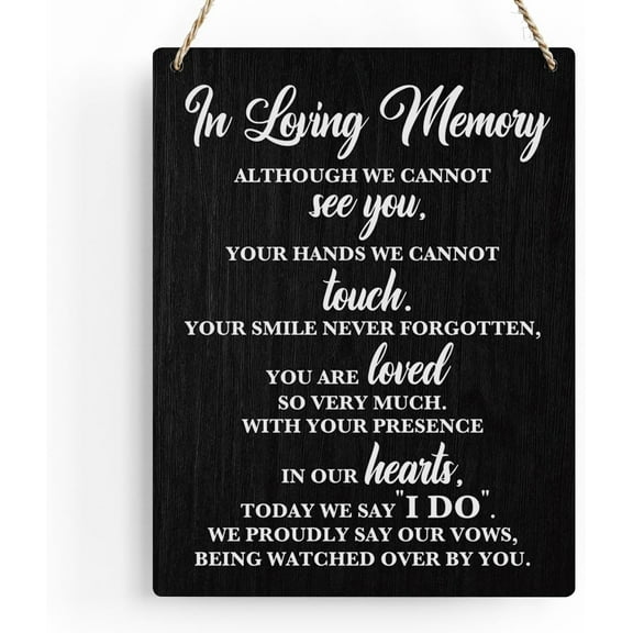 Rustic Wedding Memorial Table Signs, Boho Wedding Decor Engagement Wedding Decorations, Bridal Shower Sympathy Gift Engagement Party Decorations Wedding Memorial Signs 8X10 Inches (Black)