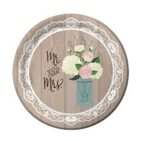 Rustic Wedding Round Paper Banquet Plates 8 Count for 8 Guests