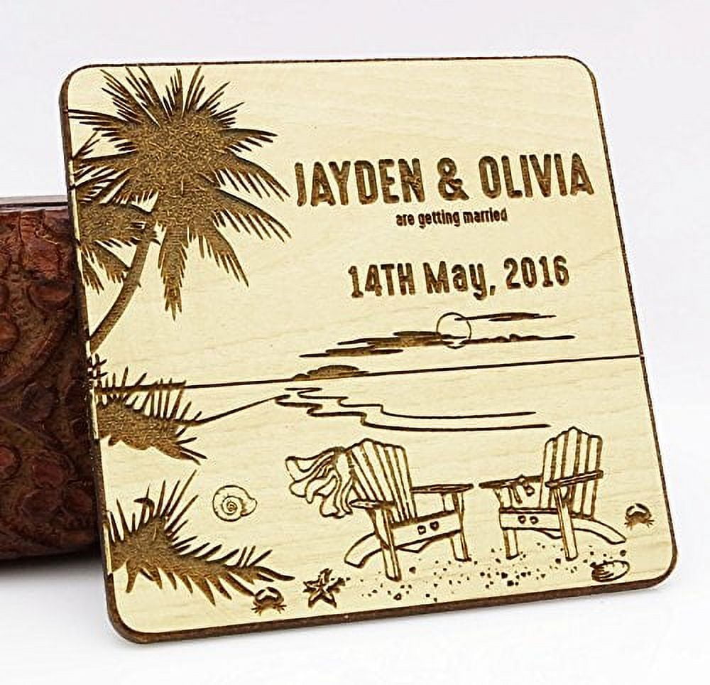 Rustic Wedding Save The Date Wooden Magnet 20 Custom Engraved Wooden ...