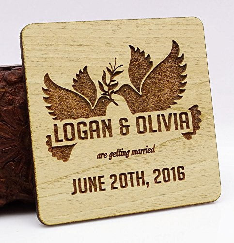 Rustic Wedding Save The Date Wooden Magnet 40 Custom Engraved Wood ...