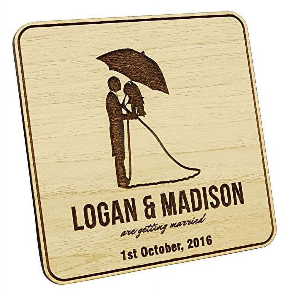 Rustic Wedding Save The Date Wooden Magnet 50 Custom Engraved Wooden ...
