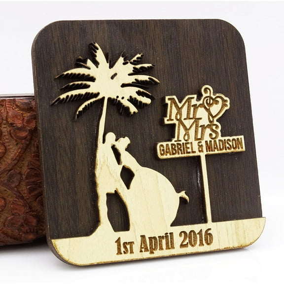 Rustic Wedding Save the Date Wooden Magnet 20 Custom Engraved Wooden Magnet Personalized Gift