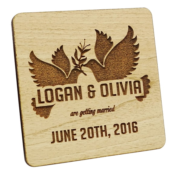 Rustic Wedding Save the Date Wooden Magnet 20 Custom Engraved Wooden Magnet Personalized Gift