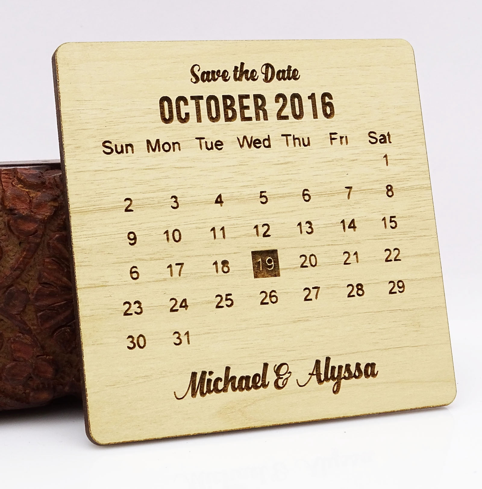 Rustic Wedding Save the Date Wooden Magnet 20 Custom Engraved Wooden ...