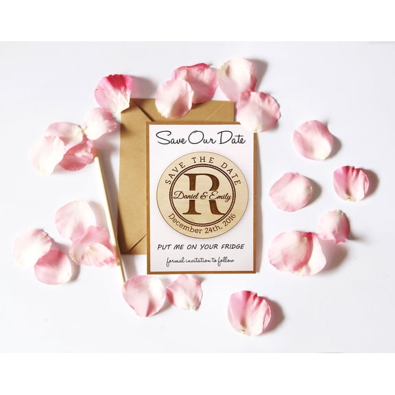 Rustic Wedding Save the Date Wooden Magnet 20 Custom Engraved Wooden Magnet Personalized Gift