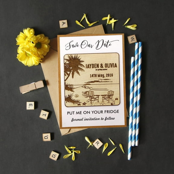 Rustic Wedding Save the Date Wooden Magnet 20 Custom Engraved Wooden Magnet Personalized Gift