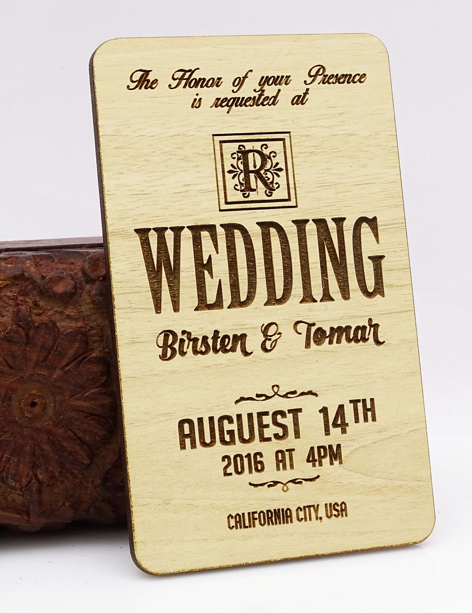 Rustic Wedding Save the Date Wooden Magnet 20 Custom Engraved Wooden ...
