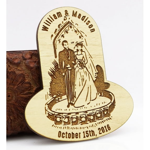 Rustic Wedding Save the Date Wooden Magnet 20 Custom Engraved Wooden Magnet Personalized Gift