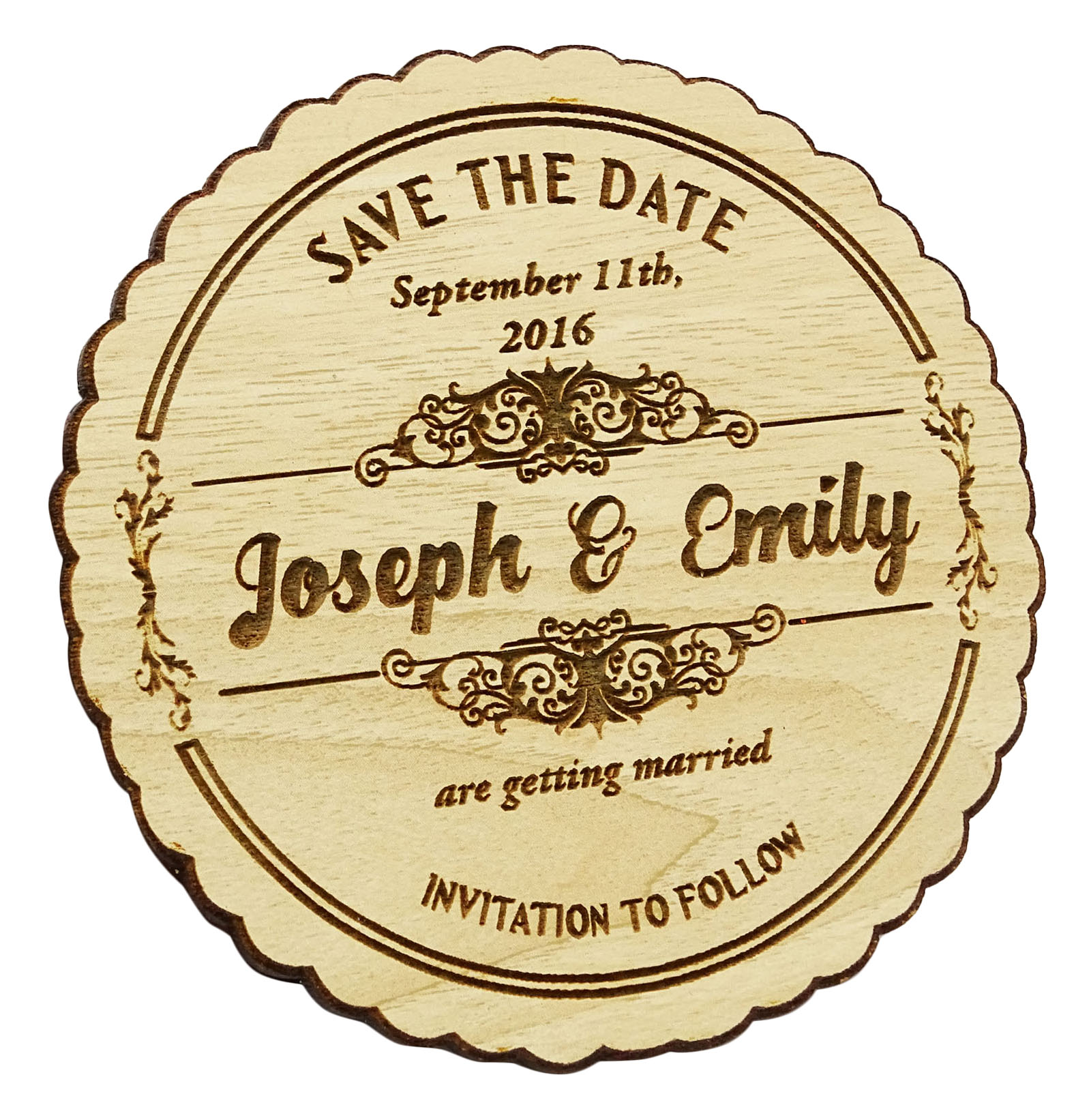 Rustic Wedding Save the Date Wooden Magnet 20 Custom Engraved Wooden ...