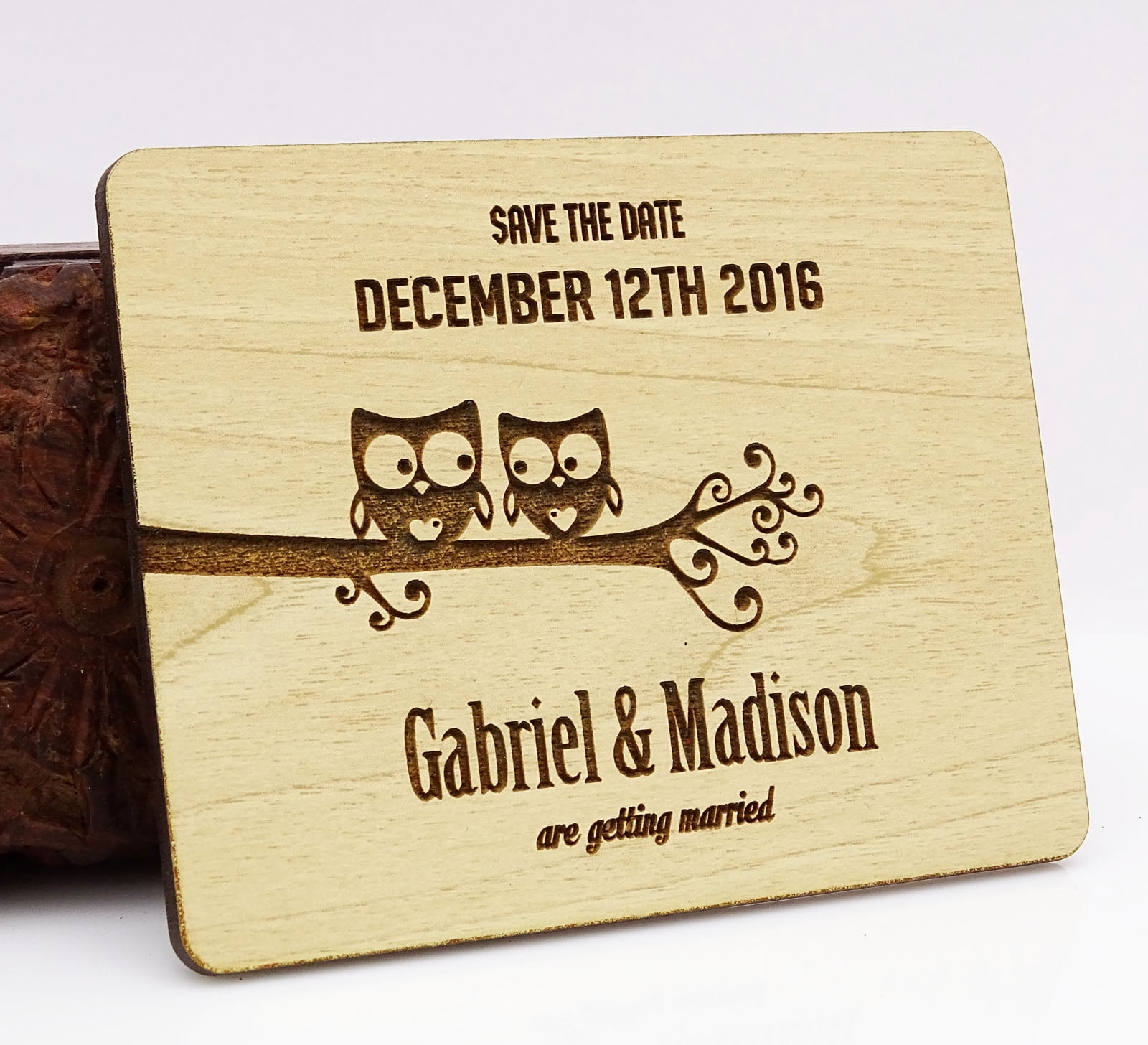 Rustic Wedding Save the Date Wooden Magnet 20 Custom Engraved Wooden ...