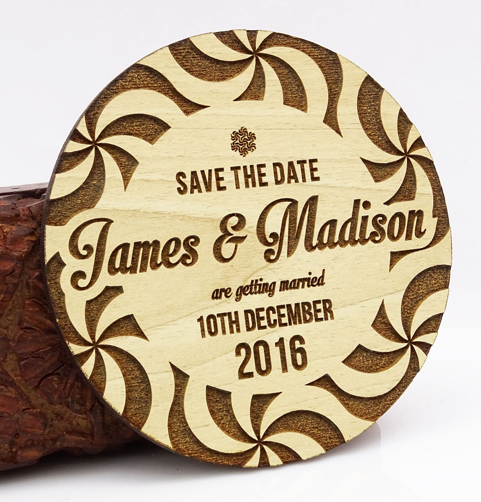 Rustic Wedding Save the Date Wooden Magnet 20 Custom Engraved Wooden ...