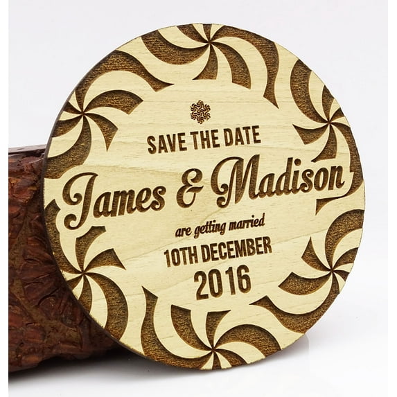 Rustic Wedding Save the Date Wooden Magnet 20 Custom Engraved Wooden Magnet Personalized Gift