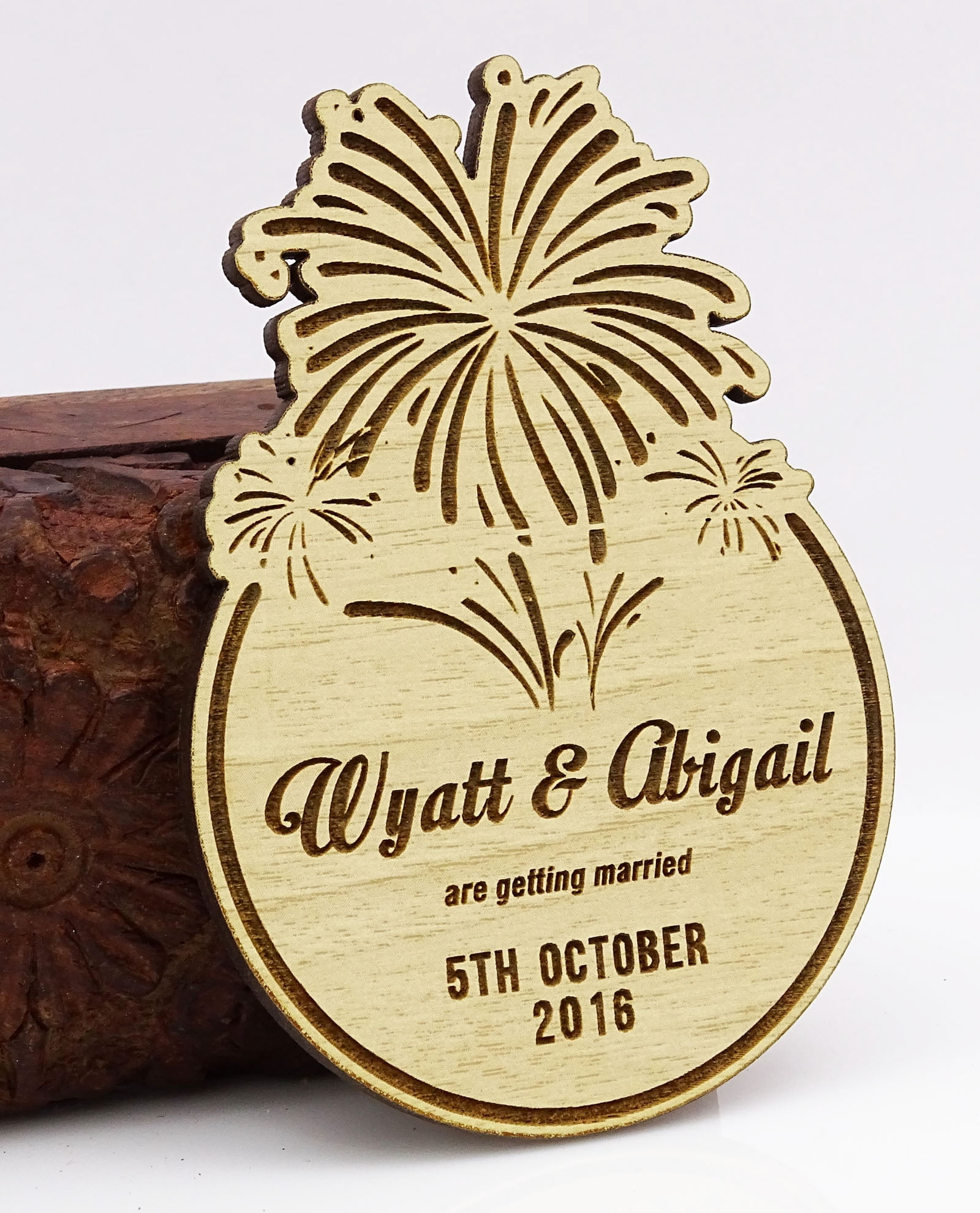Rustic Wedding Save the Date Wooden Magnet 20 Custom Engraved Wooden ...