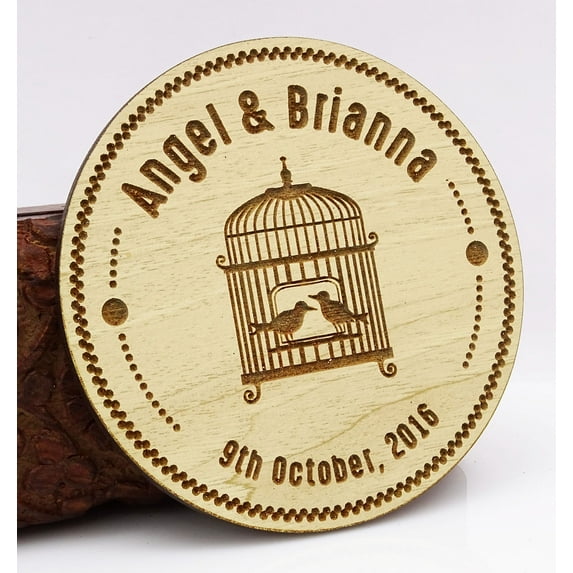 Rustic Wedding Save the Date Wooden Magnet 20 Custom Engraved Wooden Magnet Personalized Gift