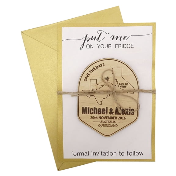 Rustic Wedding Save the Date Wooden Magnet 45 Custom Engraved Wooden Magnet Personalized Gift
