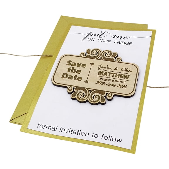Rustic Wedding Save the Date Wooden Magnet 50 Custom Engraved Wooden Magnet Personalized Gift