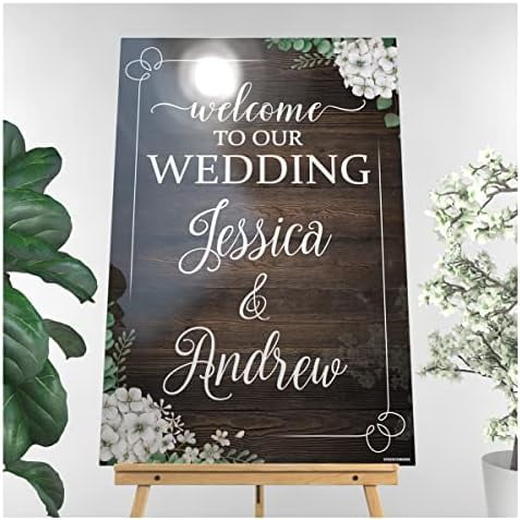 Rustic Wedding Sign  Custom Wooden Wedding Welcome Sign - Rustic Wedding Reception Poster - Wedding Signs For Ceremony$$Home Decor, Kitchen, & Other