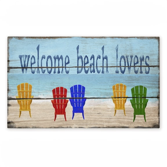 Rustic Welcome Beach Lovers Printed Outdoor Door Mat, design by Gail Fraser, 18"x30"