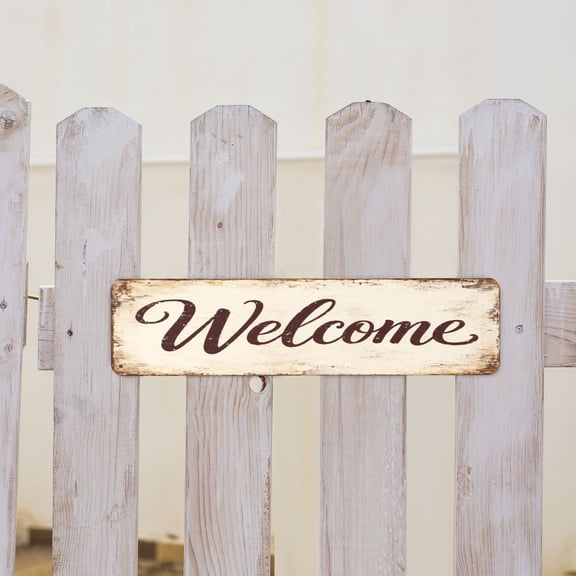 Rustic Welcome Metal Tin Sign For Front Door Porch And Entryway Decor 4x16 Inch
