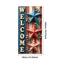 Rustic Welcome Sign American Star Patriotic Banner Decorative Wooden Stars for Home Decor Front Porch Indoor Outdoor