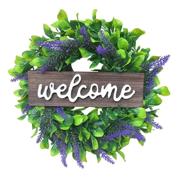 Rustic Welcome Sign Lavender Wreath Artificial Eucalyptus Garland