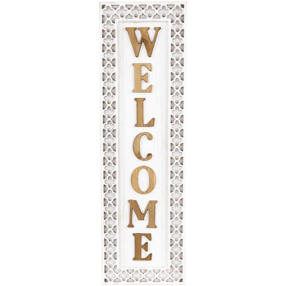 Northlight Rustic Welcome Wooden Wall Sign - 24" - White