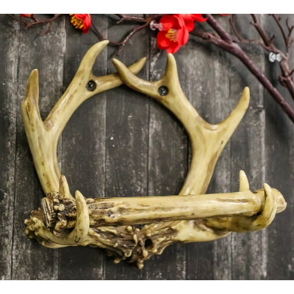 Rustic Western 8 Point Buck Deer Antlers Toilet Paper Holder Bathroom Wall Decor