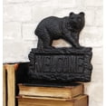 thumbnail image 1 of Rustic Western Black Bear On Tree Log Cast Iron Wall Art Welcome Sign Decor, 1 of 5